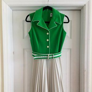 Vintage Green and White Tennis-style dress with matching belt
